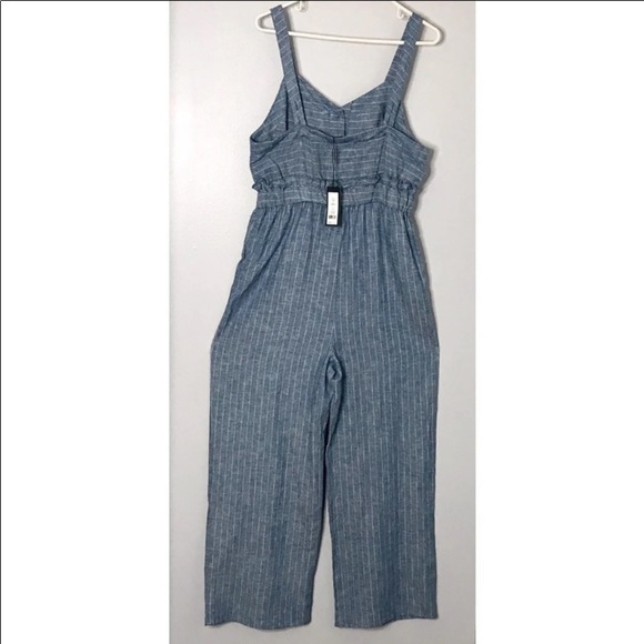 Romeo + Juliette Couture Linen Blend Jumpsuit Size Small Blue/Ivory NWT - Picture 5 of 13